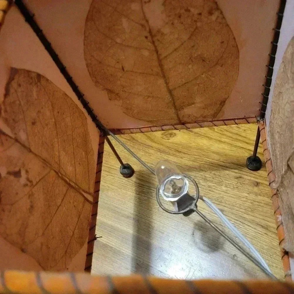 Art Deco Hand Made Accent Lamp  Fabric & Leaves Original - Picture 5 of 10